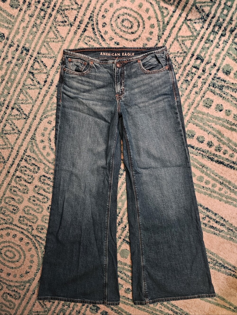 American Eagle Outfitters Women's Blue Wide Leg Jeans